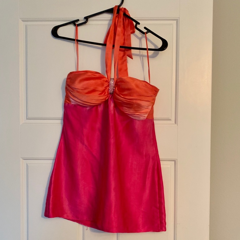 Pink satin Cache blouse